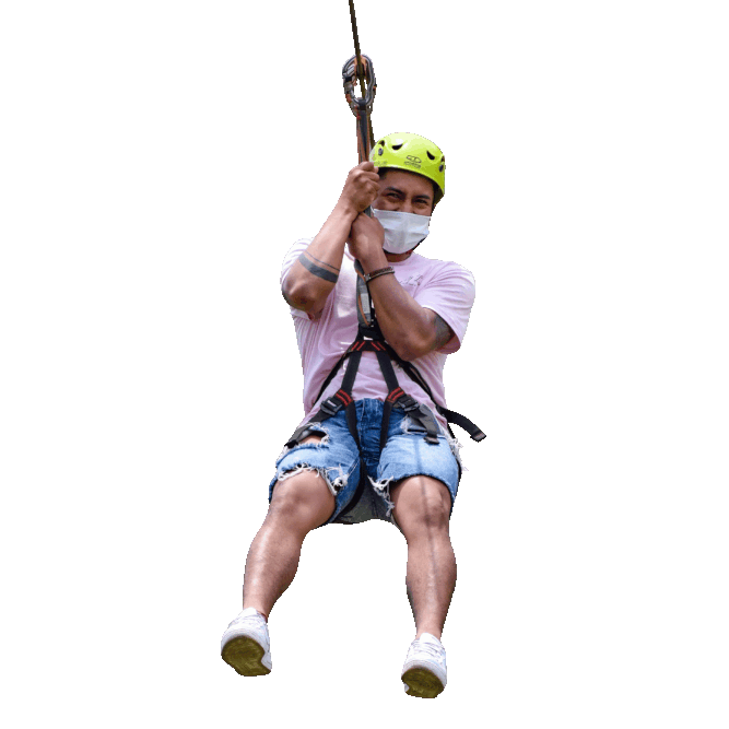 man in harness hanging from a zipline zipline safety